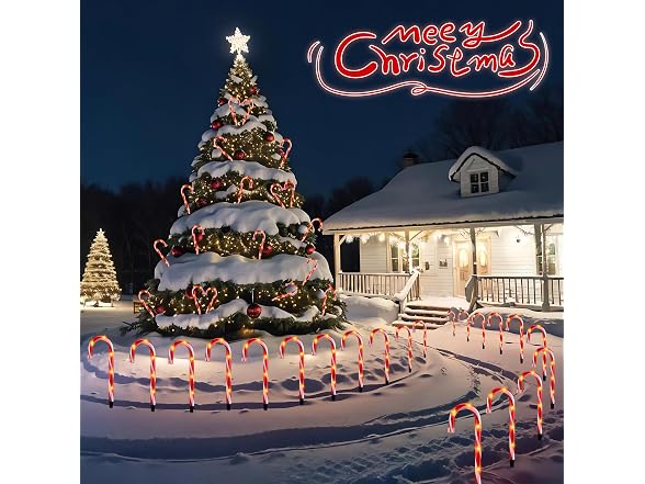10" Candy Cane Pathway Lights 10 Pack