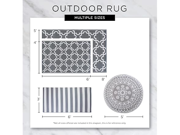 DII Outdoor Rug 4x6Ft, Black & White