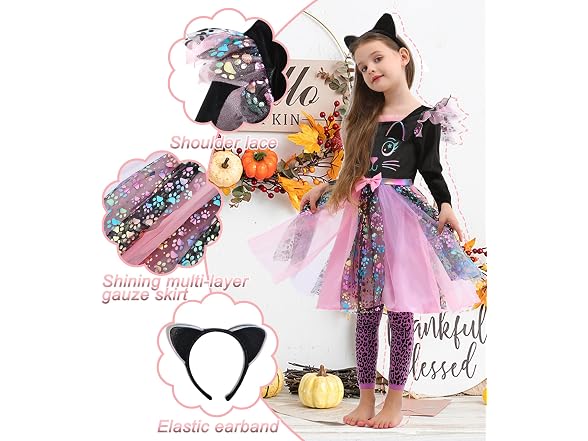 Wizland Cute Cat Costume for (5-6years)