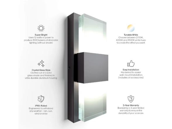 Atomi AT2425 Atomi WALL SCONCE 2PK Black and White