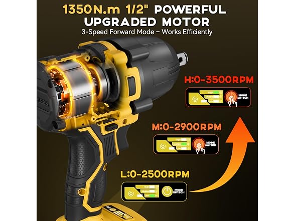 Protmex 900Ft-lbs Cordless Impact Wrench