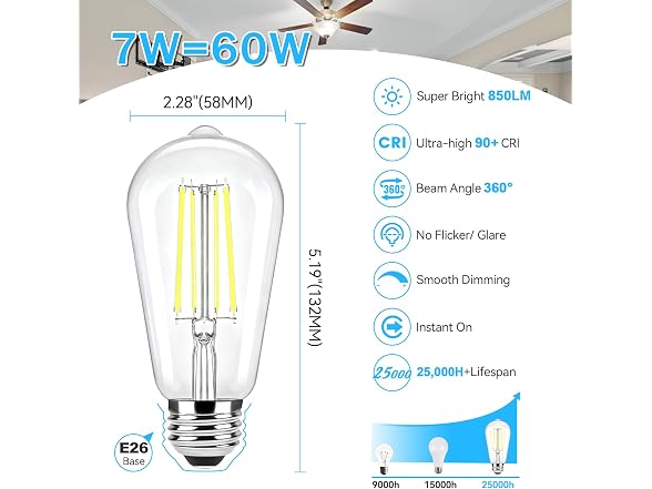 Brightever LED Edison Bulbs 8 Pack