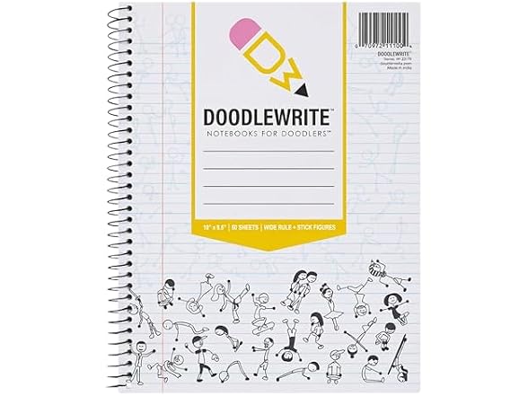 DoodleWrite Wide Ruled Spiral Notebooks