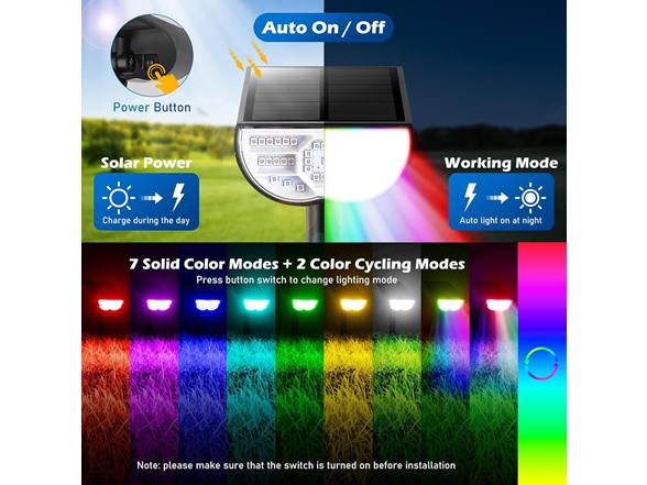 TOBUSA RGB Outdoor Solar Spot Lights