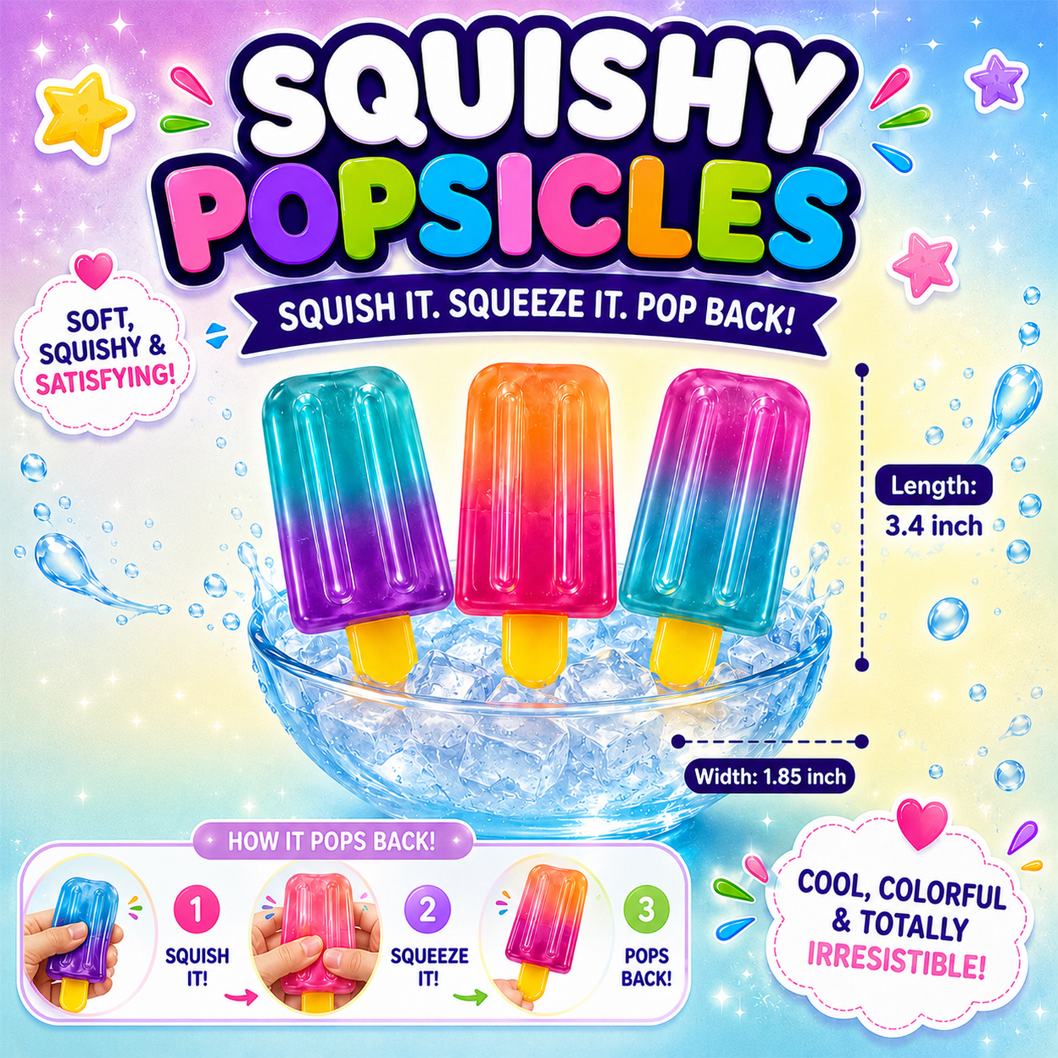 Twilight Squishy Sensory Toys Popsicle, 3PK - Gallery 9