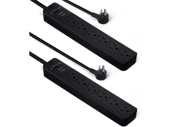 (2 PACK) AmazonBasics 6-Outlet 2FT Surge Protector Powerstrip