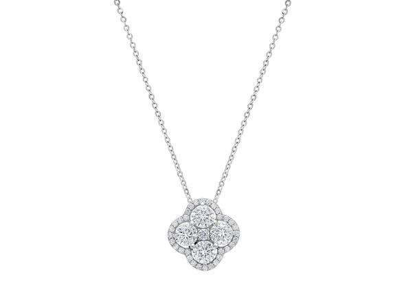 Diamond Clover Flower Necklace 2 CTTW