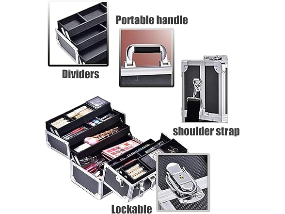 Fancial Cosmetic Case Large: 6-Tier Tray 
