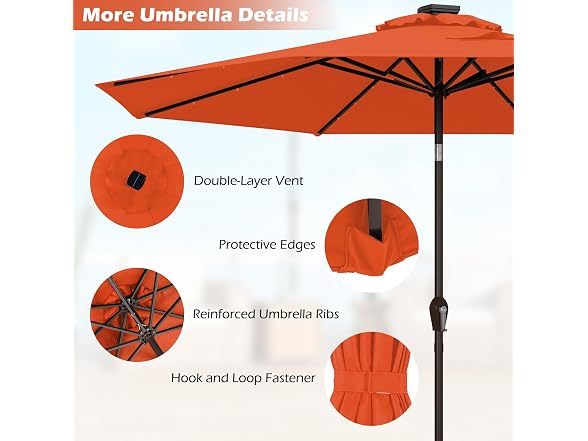 Giantex 10ft Outdoor Patio umbrella with Solar Lights