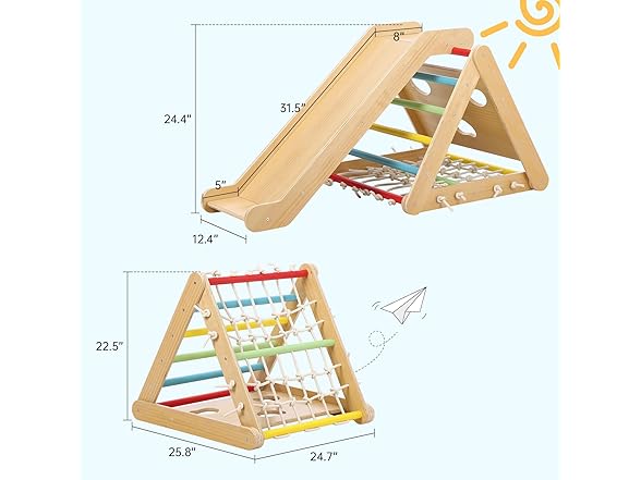 Hipicute 2 in 1 Wooden Climbing Toy