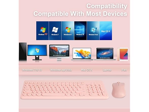 Arcwares Wireless Keyboard & Mouse Combo, Pink