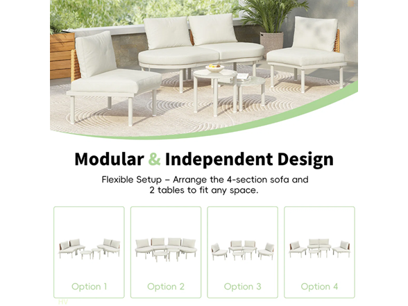 Latitude Run 6pc Patio Set w/ Dual Tables -Choose Color