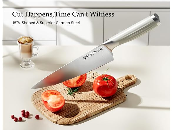 BRODARK 15PCS White Kitchen Knife Set