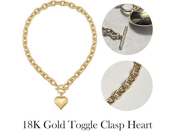 OKKEDY 18K Gold Love Heart Necklace