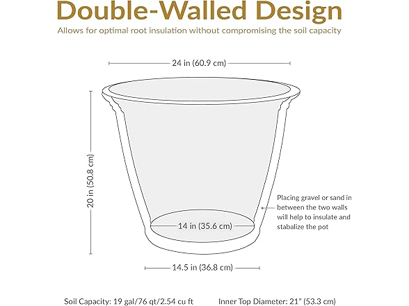 Sunnydaze 24-Inch Anjelica Large Plastic Pot - Rust