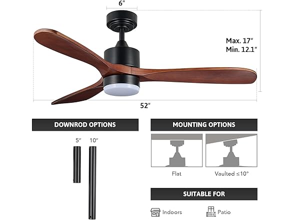 VONLUCE 52in Ceiling Fans with Lights