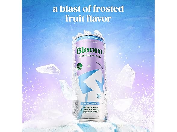 12PK Bloom Nutrition Sparkling Energy Drink - Glacier Crush