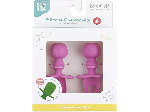 Bumkins Baby Utensils Set, Chewtensils Silicone