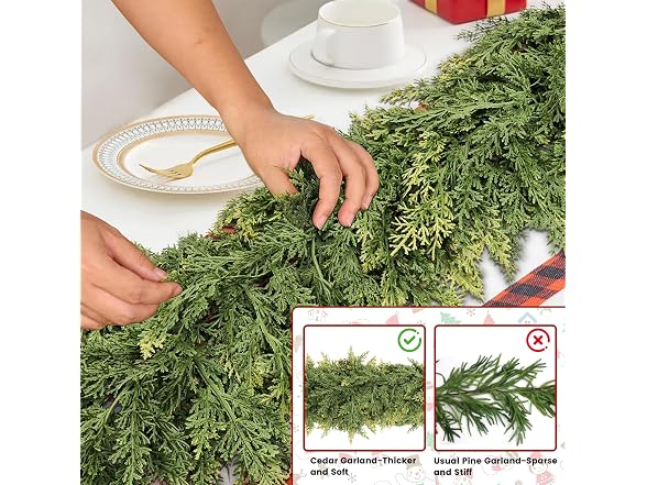 Nazano Real Touch Christmas Cedar Garland