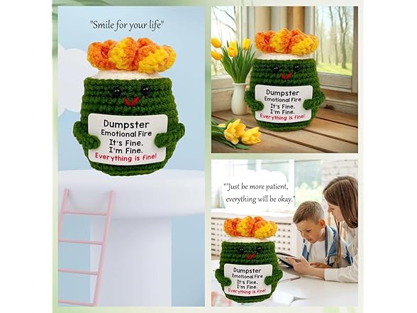 HOOYee Positive Crochet Dumpster Fire Desk