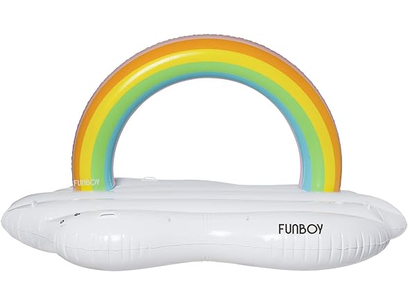 FUNBOY Giant Inflatable Luxury Rainbow Cloud Island Daybed Pool Float