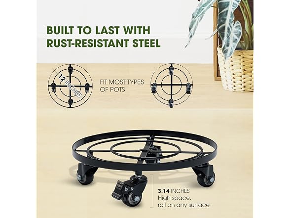 IDZO 2pack Metal Plant Caddy with Wheels
