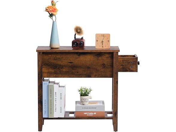 LUSUOWLZ Brown 2 Pack Narrow End Table