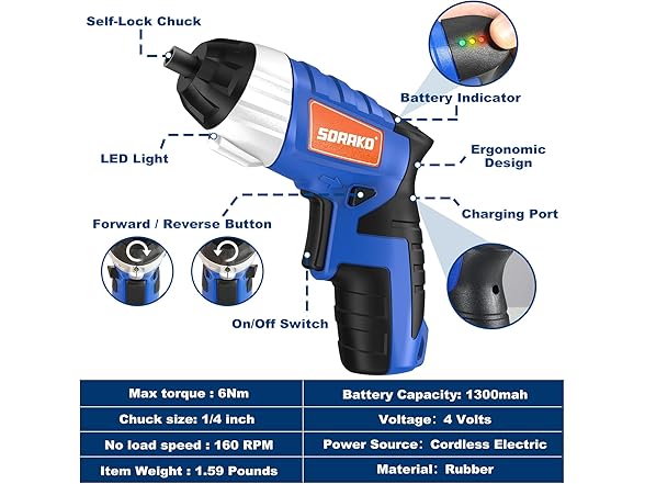 SORAKO 4V Cordless Screwdriver