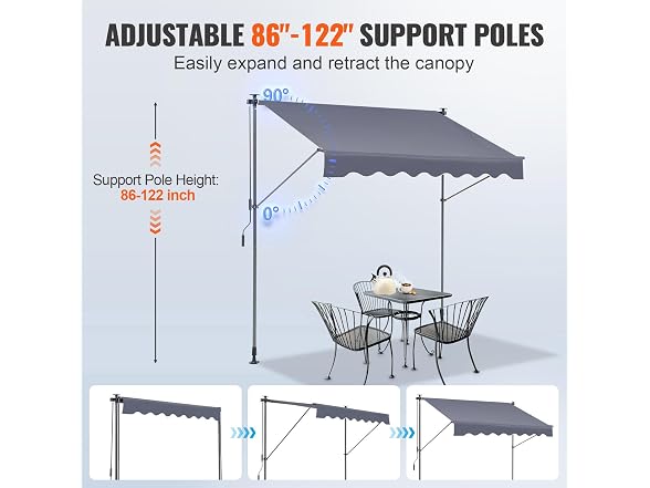 Manual Retractable Awning, 78" Outdoor