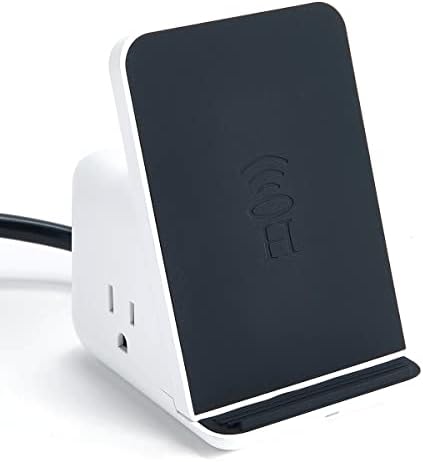 HALO Wireless Charging Pad with 3 USB Ports & 2 AC Outlets, Phone Charging Station for up to Five Devices, White