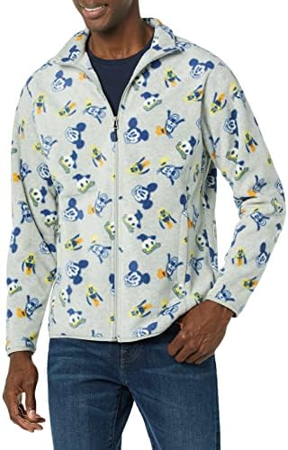 Amazon Essentials Disney | Marvel | Star Wars Men's Polar Fleece Full-Zip Mock Jackets, Mickey and Friends, X-Small