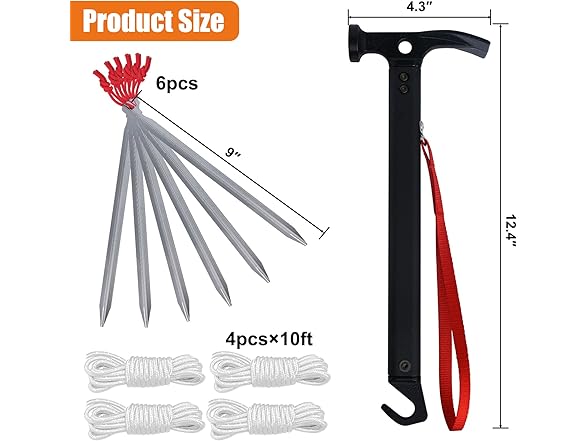 Eurmax Tent Stakes & Hammer Set