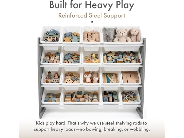 Humble Crew Kids Toy Organizer 16 Bins Grey