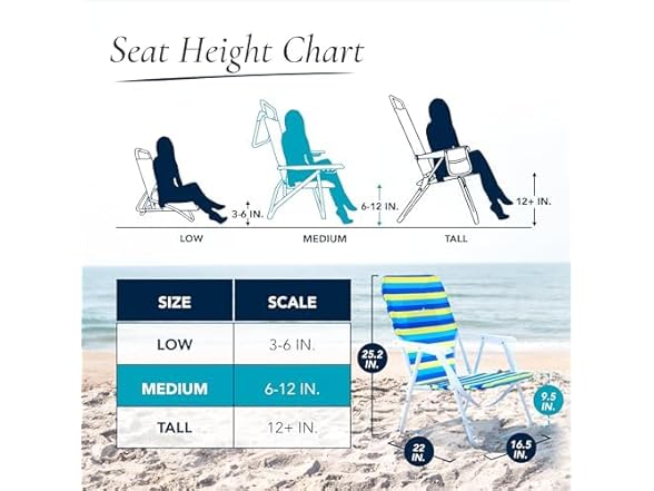 CARIBBEAN JOE Beach Chair, 1 Position (Bold Stripe)