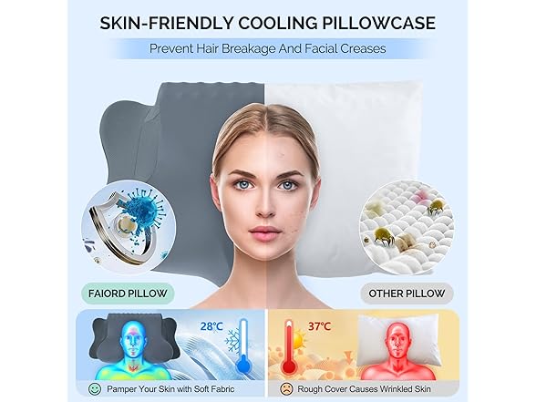 FAIORD Cervical Neck Pillow, Dark Grey