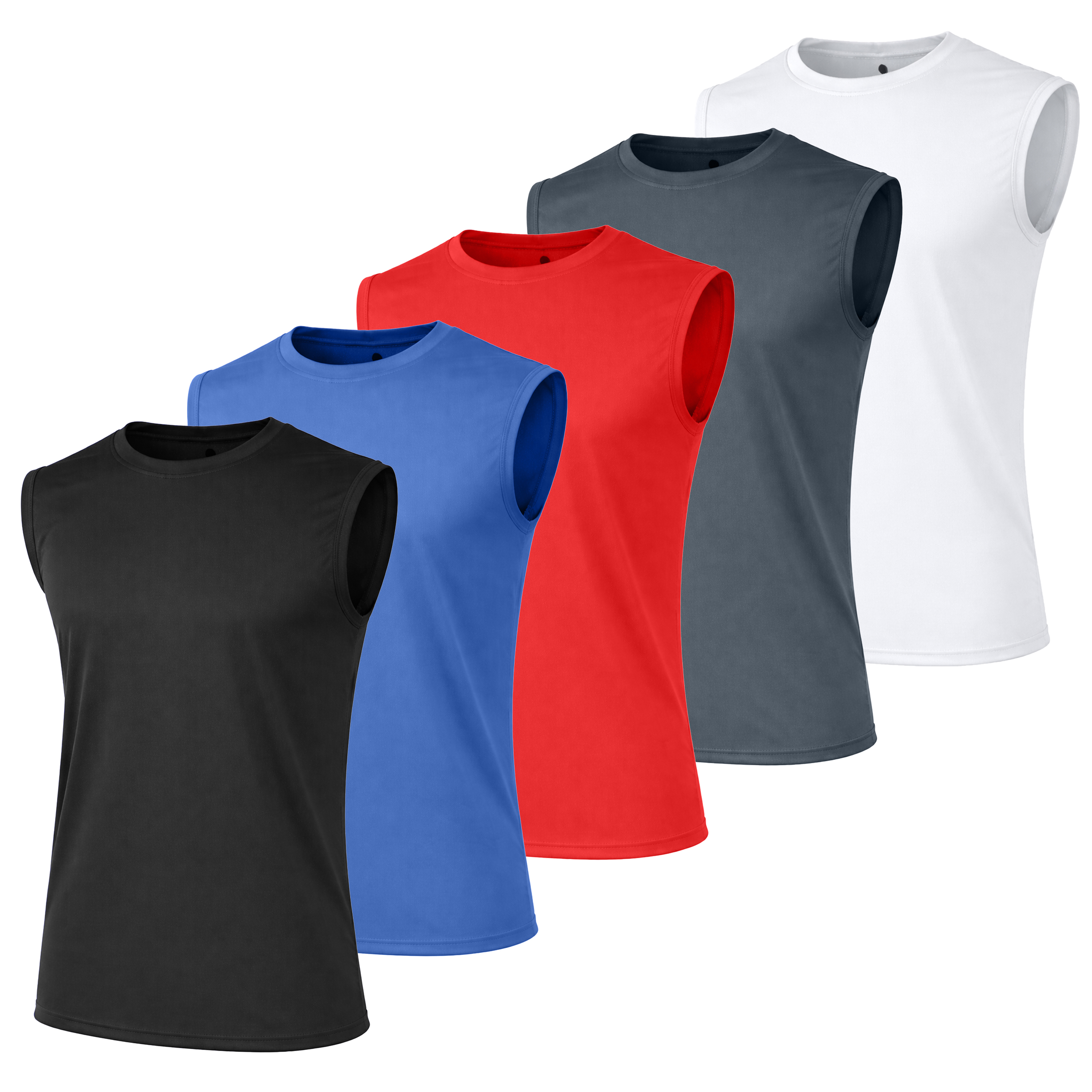 5-Pk Mens Moisture Wicking Muscle Tee - Gallery 10
