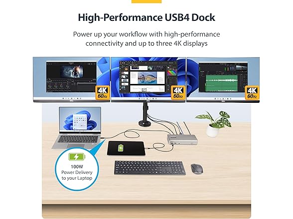 StarTech Triple 4K Monitor Docking Station (Open Box)