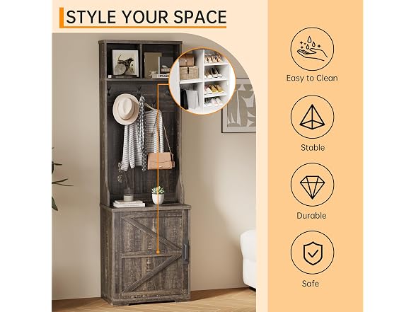 MOVECOM 77'' Farmhouse Hall Tree with Shoe Storage