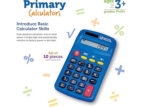 Learning Resources Primary Calculator, Set of 10