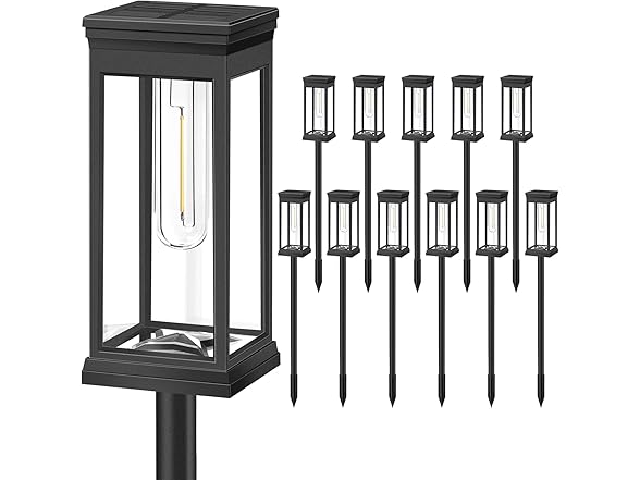 BesLowe Upgraded Solar Pathway Lights Outdoor, 12-Pack
