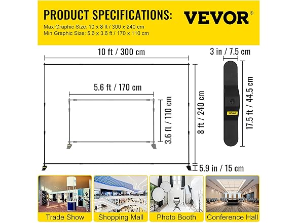 VEVOR 10 x 8 Ft Backdrop Banner Stand