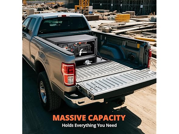 MOVECOM Steel Heavy Duty Truck Bed Tool Box Black