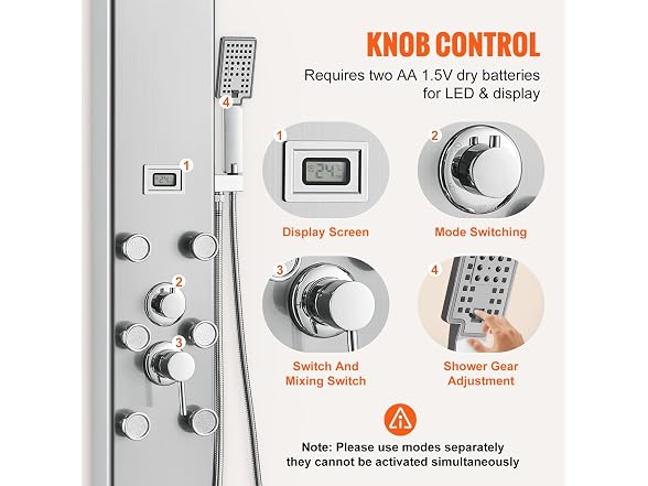 Shower Panel System, 5 Shower Modes, Digital