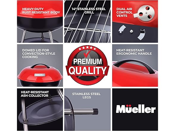 Mueller BBQ Buddy, 14 Inch Portable Charcoal Grill