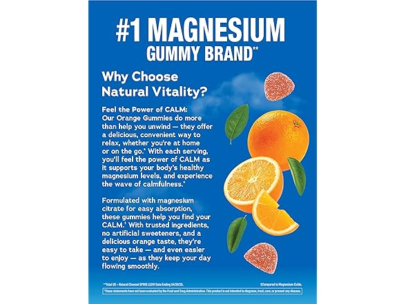 Natural Vitality Calm Magnesium Gummies 240ct