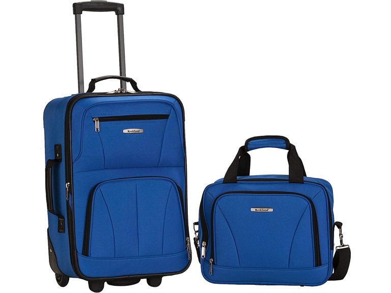 Rockland Fashion Softside Upright Luggage Set,Expandable, Blue, 2-Piece (14/19)