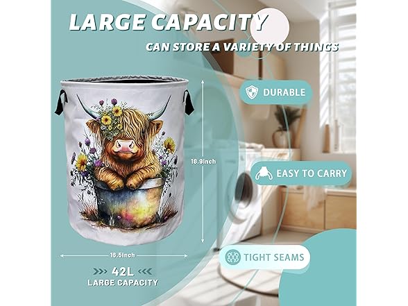 Cute Highland Cow Laundry Basket