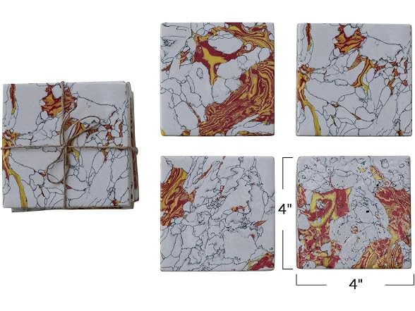 Bloomingville Stone Coaster Set, Multicolor