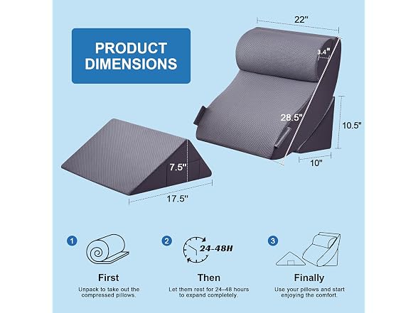 Paxato 4PCS Bed Wedge Pillow Set