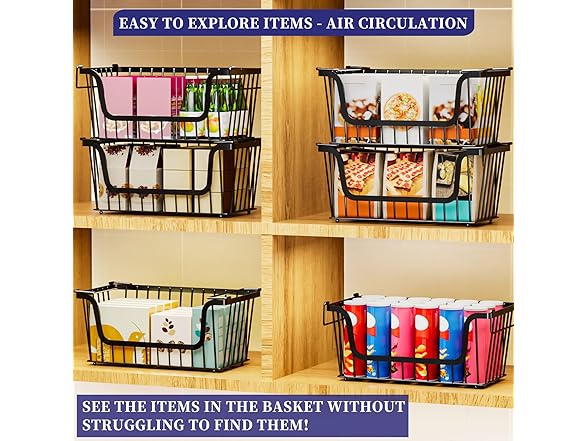 ANJUBAN Stackable Wire Baskets
